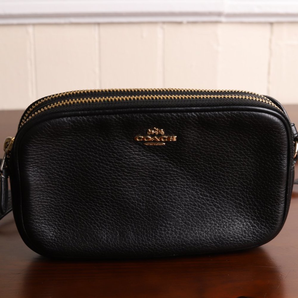 Black Leather Coach Crossbody Bag